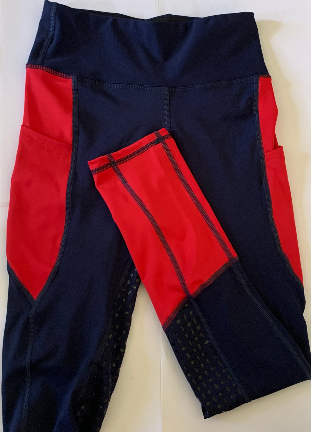 Adults navy and red tights