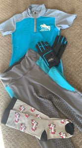 Child’s Teal + Grey riding top